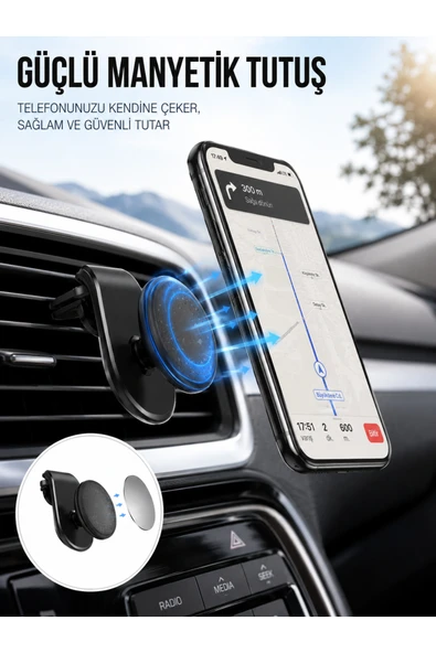 Kalorifer Izgaralı Manyetik Telefon Tutucu  Sarsıntı Geçirmez Yeni Nesil ürün görseli 1
