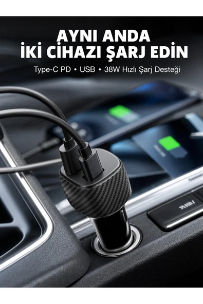 38W Oto Çakmaklık Araç Içi Şarj Cihazı Hızlı Şarj Uzun Ömürlü Yeni Nesil ürün görseli 1