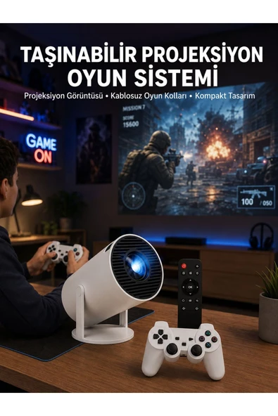Oyun Konsolu Uyumlu Kablosuz Projeksiyon Cihazı Ev Sinema Deneyimi Yeni Nesil ürün görseli 1