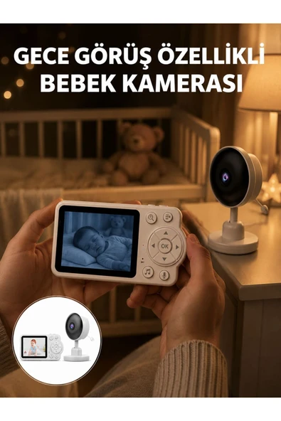 Gece Görüşlü Kablosuz Bebek Monitörü Ağlama ve Hareket Algılama Yeni Nesil ürün görseli 1