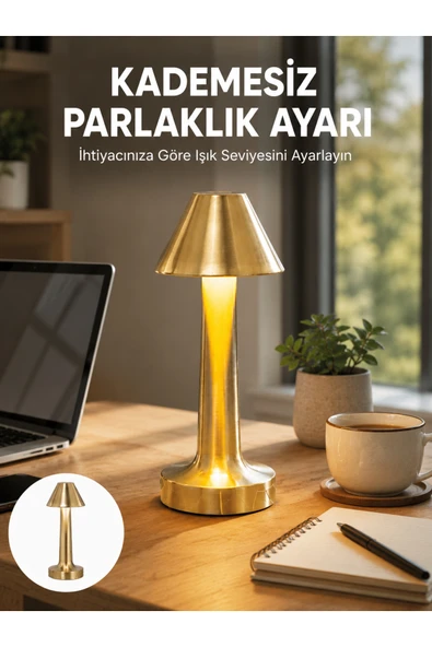 LED Masa Lambası 3 Renk Ayarlı Şarjlı Kablosuz Modern Tasarım Yeni Nesil ürün görseli 1