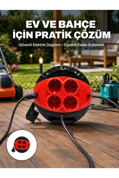 Türkiye Üretimi 5 Metre 4 Prizli Kablolu Makara ürün görseli 1