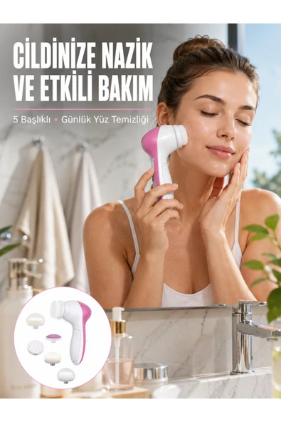 5 Başlıklı Cilt Temizleme Cihazı Ultra Kaliteli Yumuşak Kırşıklık Karşıtı Yeni Nesil ürün görseli 1