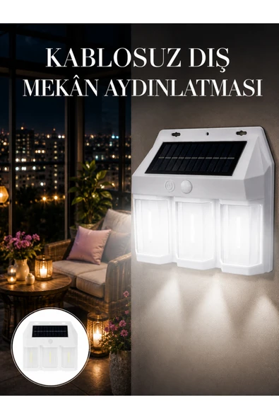 Dış Mekan Solar Duvar Lambası  120 Hareket Algılama, 3 Işık Modu Yeni Nesil ürün görseli 1