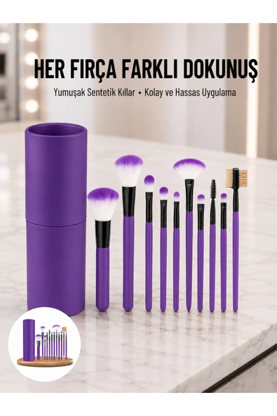 12 Parça Profesyonel Makyaj Fırçası Far Fırçası Allık Fırçası Yumuşak Kıllı ürün görseli 1