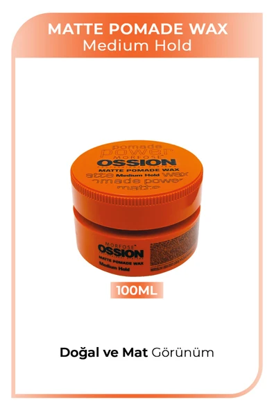 Ossion Medium Hold Pomade Krem Mat Wax 100 ml ürün görseli 1