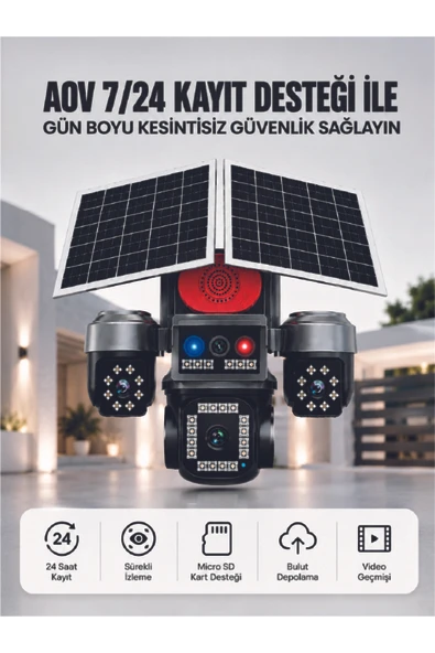4G SIM Kartlı Uzaktan İzlemeli Akıllı Güvenlik Kamerası Çift Yönlü Ses ürün görseli 1
