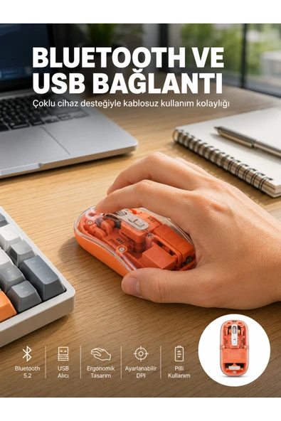 Kablosuz Bluetooth Mouse Şık ve Sessiz Ofis Tasarımı Yeni Nesil ürün görseli 1