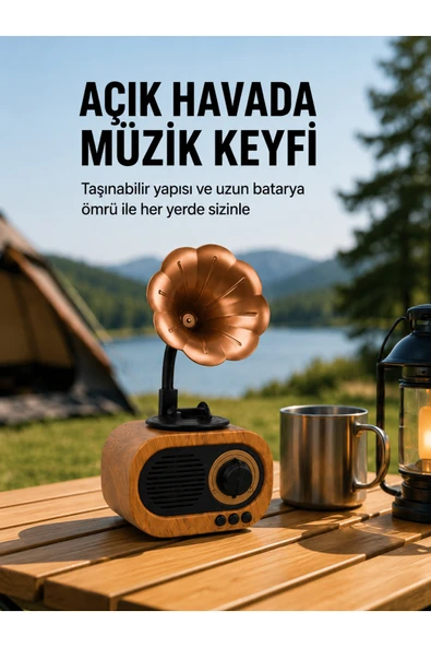 Taşınabilir Mini Retro Radyo Bluetooth Hoparlör USB SD AUX Destekli Yeni Nesil ürün görseli 1