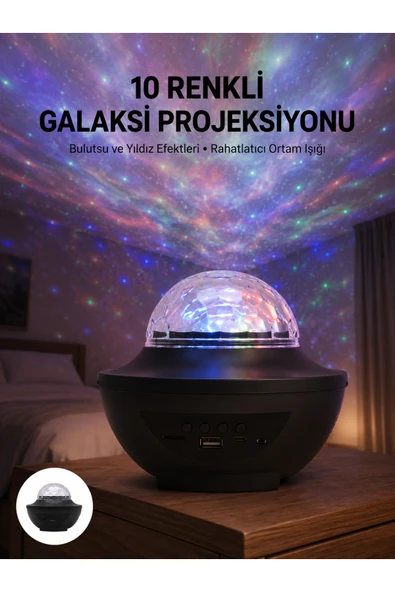 Masa ve Gece Lambası Renkli Projektör Işıklı Disko Topu Bluetooth Hoparlör ürün görseli 1