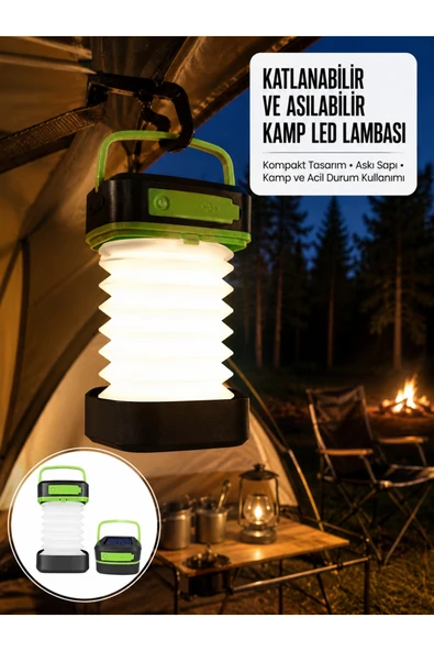 Kamp Lambası Katlanabilir Lamba Solar Şarjlı Led Lamba El Fenerli Yeni Nesil ürün görseli 1