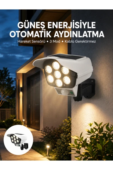 Uzaktan Kumandalı Güneş Enerjili LED Güvenlik Lambası Kamera Tipi Hareket Sensörlü Yeni Nesil ürün görseli 1