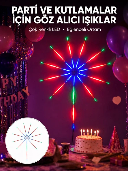 RGB LED Duvar Dekoru Sökülebilir Kollu Havai Fişek Işık Sistemi Yeni Nesil ürün görseli 1