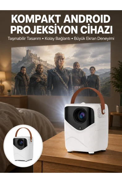 Projeksiyon Ev Sineması Bluetooth 4k HD Kaliteli Görüntü Kumandalı Yeni Nesil ürün görseli 1