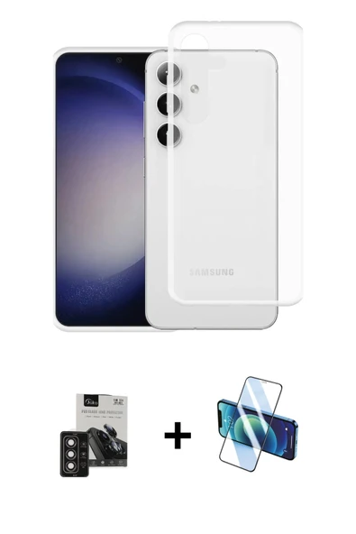 MARSİLYAN™- Galaxy S24 Kılıf Zirve Doku - Siyah 3D Antistatik Seramik Nano Ekran Koruyucu + PVD Metal Kamera Lens - DNMR ürün görseli 1