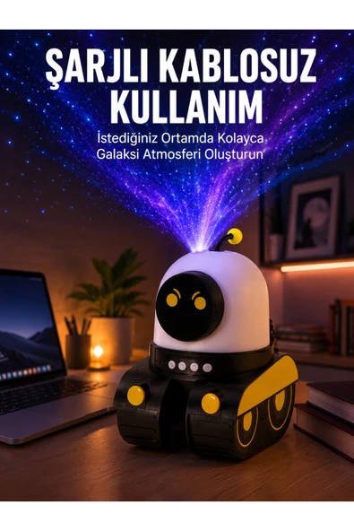 Robot Tasarımlı Bluetooth Hoparlörlü Yıldızlı Gökyüzü Projektör Yeni Nesil ürün görseli 1