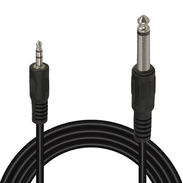 Powermaster PM-15917 Siyah 6.3 Mm Gitar To 3.5 Mm Stereo Ara Kablo (1.4 Metre) ürün görseli 1