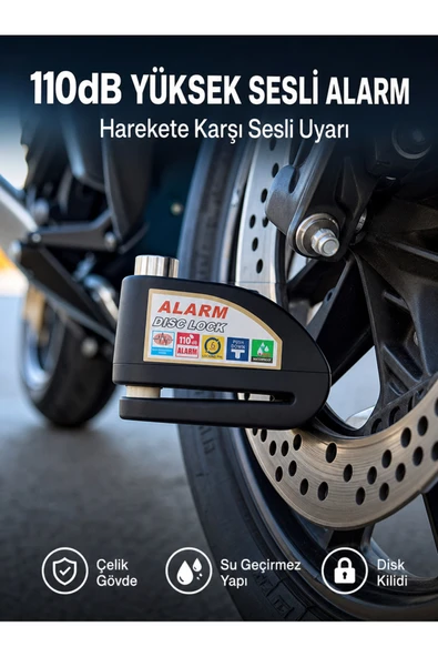 Yüksek Sesli 110dB Çelik Disk Kilidi Su Geçirmez Yeni Nesil ürün görseli 1