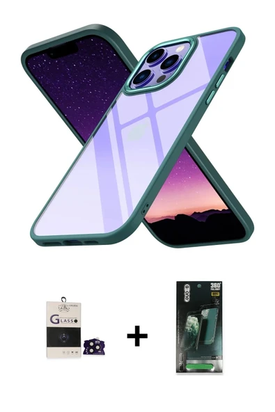 MARSİLYAN™- iPhone 14 Pro Max Kılıf Nova Işık Serisi - Siyah 360 Mat Full Body Arka Koruyucu + Bilvis Titan Kamera Lens ürün görseli 1
