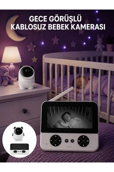 Kablosuz Bebek Kamera Sistemi Ninni ve Alarm Özellikli Yeni Nesil ürün görseli 1