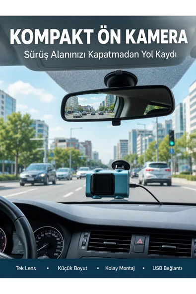 Kompakt Dash Kamera USB Şarj TF Kart Destekli Yeni Nesil ürün görseli 1