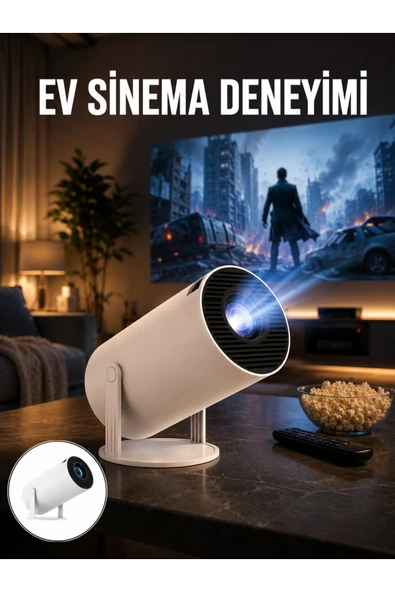 Sinema Projektörü Android HDMI USB WİFİ Ses Çıkışlı Ayaklı Projeksiyon Taşınabilir Yeni Nesil ürün görseli 1
