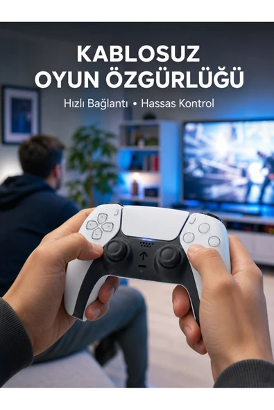 PS5 Uyumlu Kablosuz Oyun Kolu Sessiz Tuşlar ve Güçlü Yeni Nesil ürün görseli 1