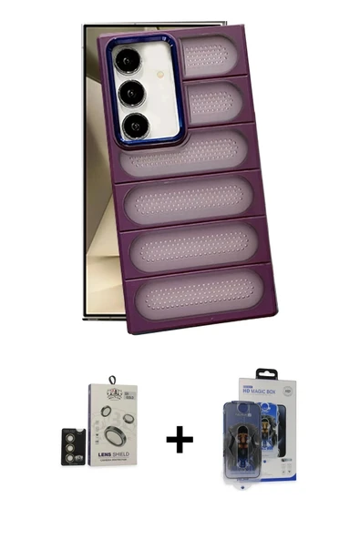MARSİLYAN™- Galaxy S24 Kılıf Yadigar Doku Özel Seri - Siyah Vanessa Magic Cam + Bilvis Titan Kamera Lens - GD ürün görseli 1