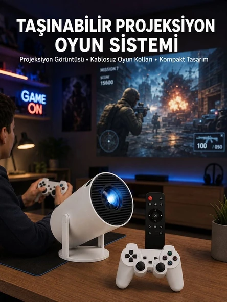 Oyun Konsolu Uyumlu Kablosuz Projeksiyon Cihazı Ev Sinema Deneyimi Yeni Nesil ürün görseli 1