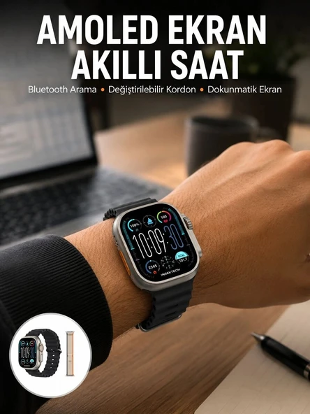 49mm Akıllı Saat Amoled Ekranlı Kadın Erkek Kol Saati Plastik Kordon Yeni Nesil ürün görseli 1