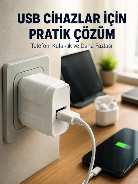 12W USB Şarj Adaptörü 5V 2.4A Hızlı ve Güvenli Şarj Başlığı ürün görseli 1
