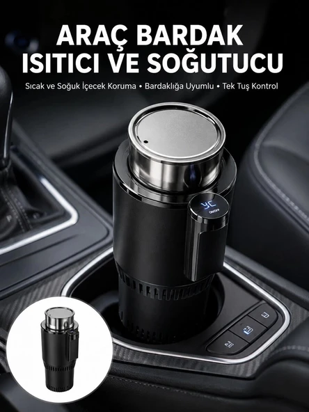 Isıtma Soğutma Özellikli Araç Bardaklığı Çakmak Girişli Akıllı Yeni Nesil ürün görseli 1
