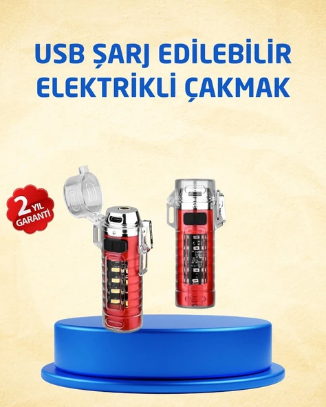 Tip C Şarjlı Dijital Ekranlı Çakmak ve El Feneri ürün görseli 1