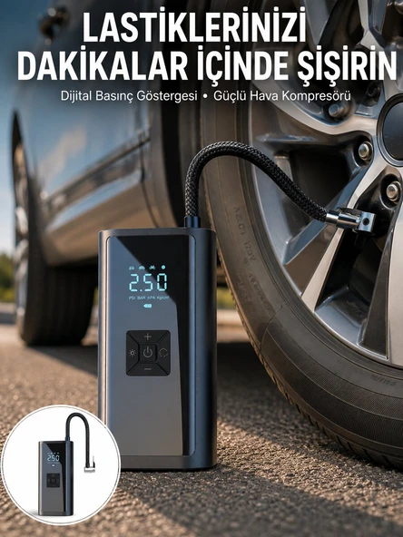 12V Uyumlu Çok İşlevli Akıllı Araç Lastik Pompası Yeni Nesil ürün görseli 1