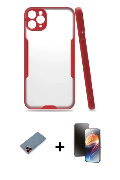 MARSİLYAN™- iPhone 11 Pro Kılıf Atlas Asil Serisi - Siyah 3D Antistatik Mat Seramik Nano Ekran Koruyucu + Metal Kamera L ürün görseli 1