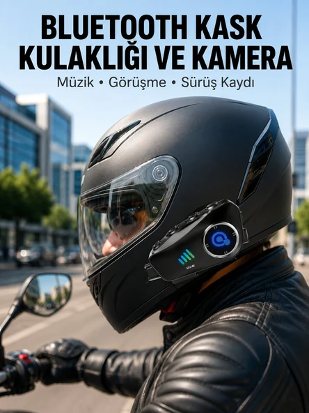 Q28 Kameralı Motosiklet Kask Kulaklık Bluetooth 5.3 Su Geçirmez 1080P HD Yeni Nesil ürün görseli 1