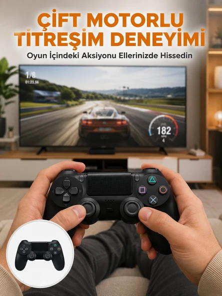Kablosuz Titreşimli Oyun Kolu – Yüksek Hassasiyetli Analog Kontrol ve Ergonomik Tutma Yeni Nesil ürün görseli 1