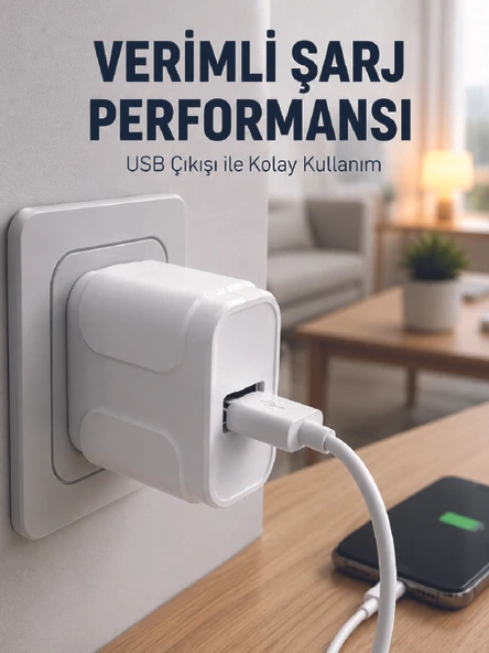 12W USB Şarj Adaptörü Ev ve Ofis Kullanımına Uygun ürün görseli 1
