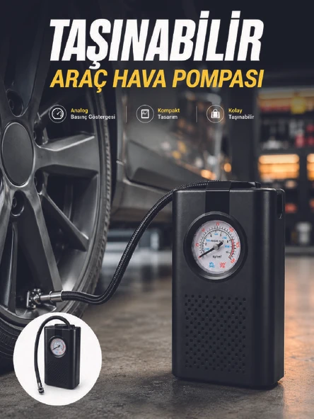 Otomobil Bisiklet ve Motosiklet İçin Taşınabilir Lastik Hava Pompası ürün görseli 1