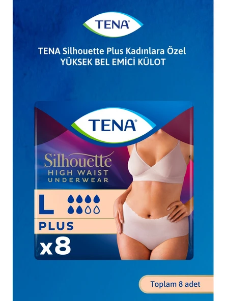 Tena Silhouette Plus Emici Külot Krem Büyük Boy L 8'li Hasta Bezi ürün görseli 1