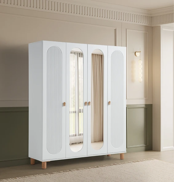 Pema Home Peri %100 Mdf Membran 4 Kapaklı Dolap Gardırop ürün görseli 1