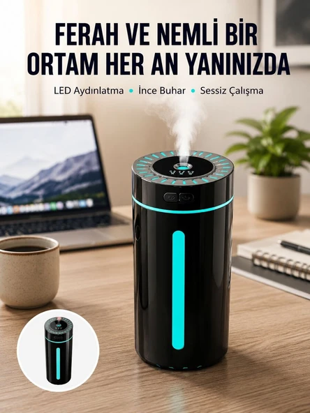 Ultrasonik Nemlendirici LED Işıklı Aromaterapi Difüzör Sessiz Çalışma Yeni Nesil ürün görseli 1