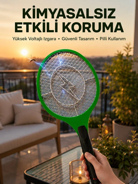 Hafif ve Ergonomik Elektronik Böcek Öldürücü – Güvenlik Koruması ile Pil Kontrollü ürün görseli 1