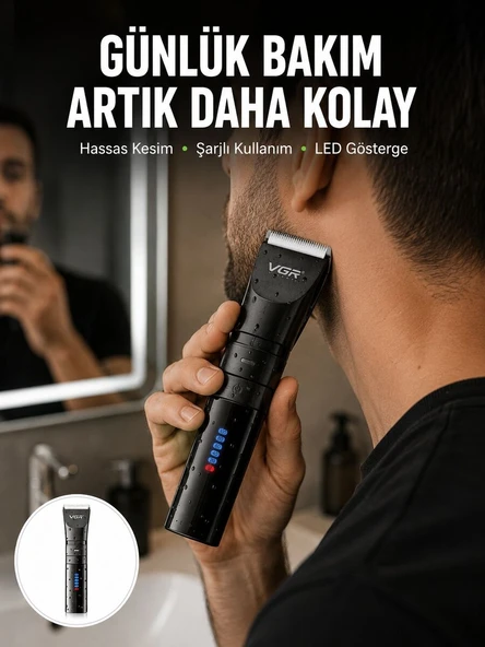 Erkek Saç ve Sakal Kesme Makinesi – Su Geçirmez, Sessiz Motorlu Yeni Nesil ürün görseli 1