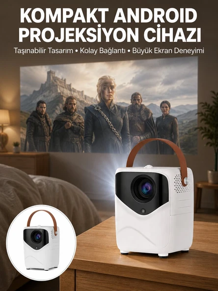 Projeksiyon Ev Sineması Bluetooth 4k HD Kaliteli Görüntü Kumandalı Yeni Nesil ürün görseli 1