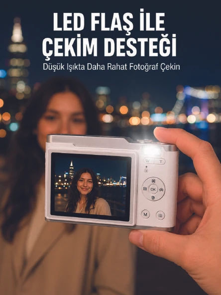 Beyaz 4K Video Kayıtlı 48 MP Dijital Fotoğraf Makinesi Otomatik Odaklama ürün görseli 1