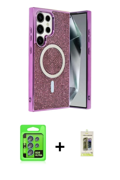 MARSİLYAN™- Galaxy S25 Ultra Kılıf Eksen Çizgi - Siyah Joko Magic 5D Hayalet Cam + Raze Metal Kamera Lens - MI ürün görseli 1