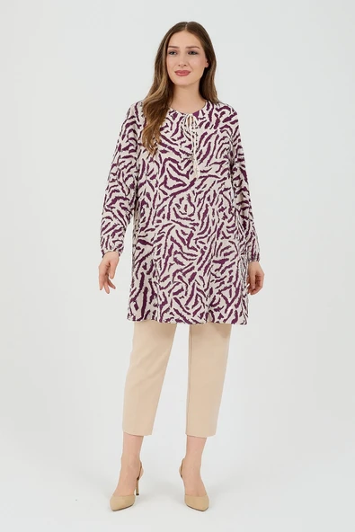 Zebra Desenli Kadın Dokuma Tunik - Resim 3