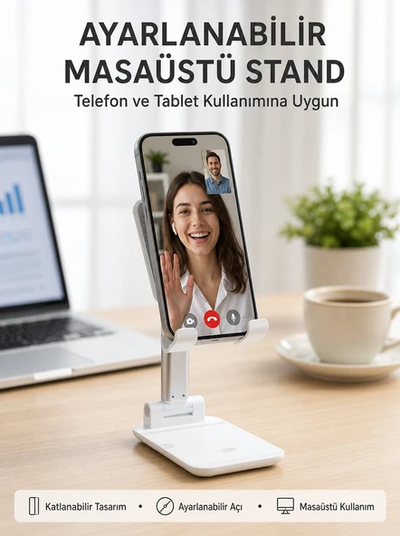 Taşınabilir Masaüstü Telefon Tutucu Ayarlanabilir Yükseklik Yeni Nesil ürün görseli 1
