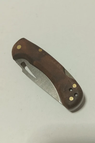 DepoTrend Terra 4034 Çelik Ahşap Kabzalı Sırttan Kilitli Çakı (15 cm) ürün görseli 1